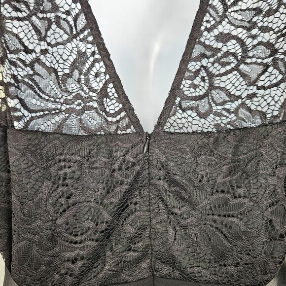 Womens XL Elegant Black Lace Cocktail Party Dress Satin Bow & Mesh Skirt A-Line - Picture 13 of 13